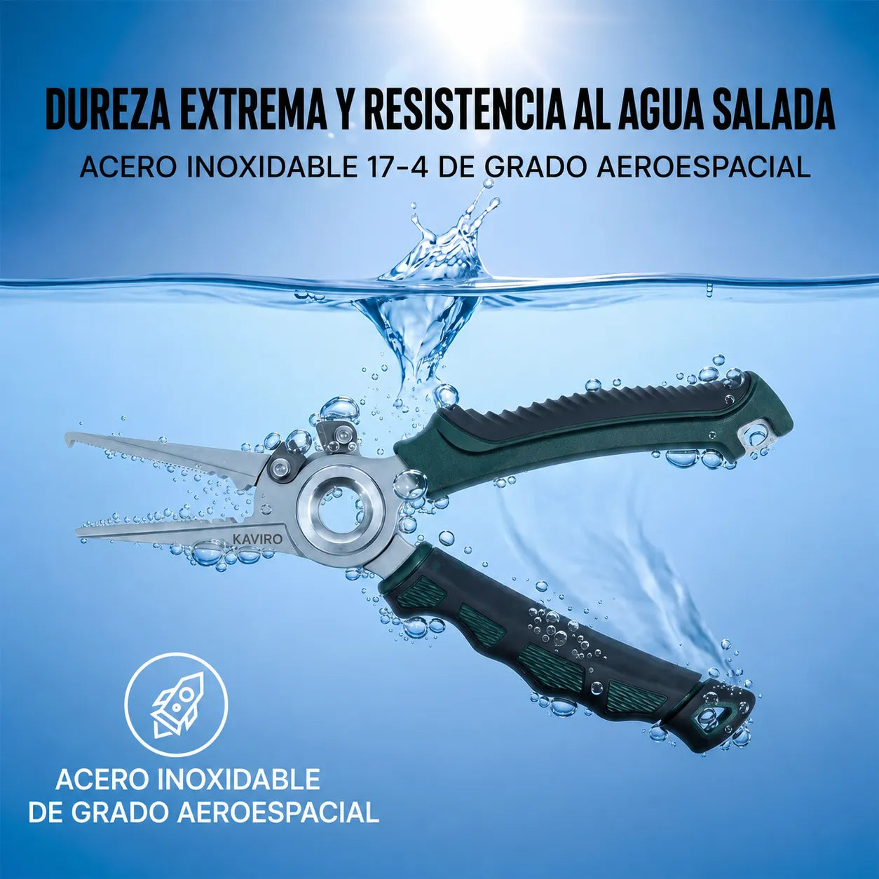 KAVIRO® Alicates de pesca de 7.5" de alta resistencia y resistentes a la corrosión – 100% resistentes al agua salada